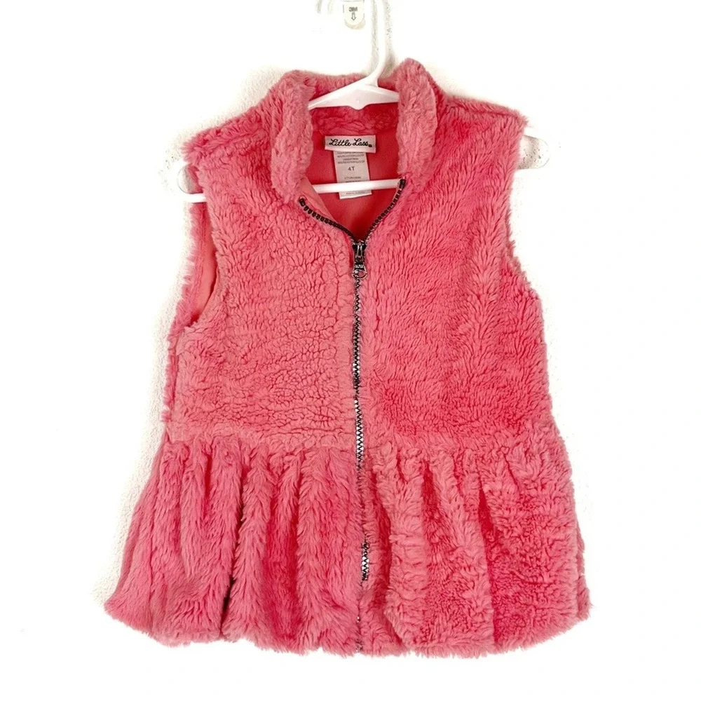 Girls Faux Fur Vest 4T Princess Pink Cozy Warm Winter Snuggle